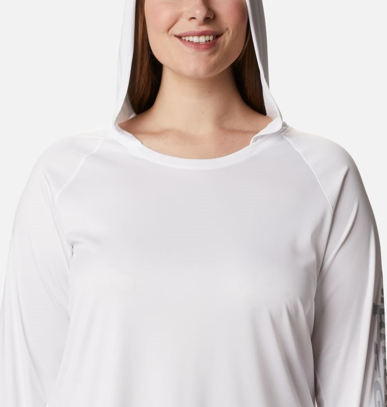 Women's Columbia PFG Tidal Tee Hoodie White | Plus Size CA-R108A